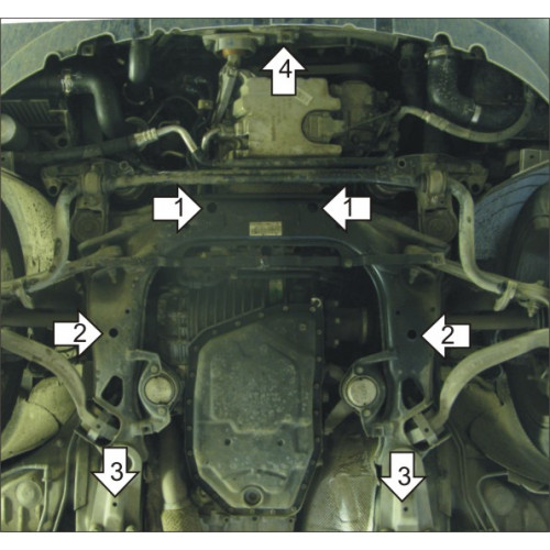 Защита Картера двигателя, КПП MOTODOR для Audi A4 2004-2007 (B7), Сталь 2 мм - Арт. 124