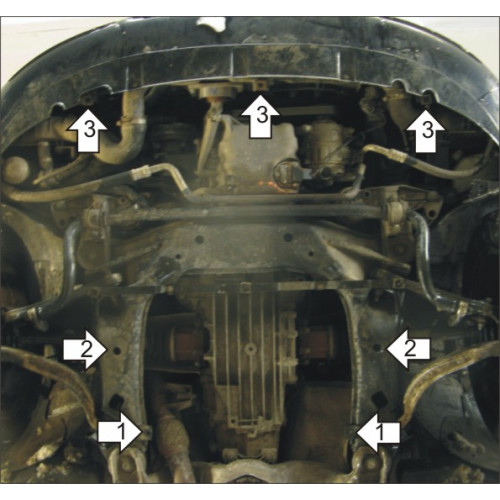 Защита Картера двигателя, КПП, Радиатора MOTODOR для Audi A4 2004-2007 (B7), Сталь 2 мм - Арт. 131