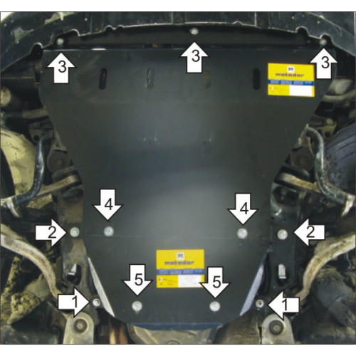 Защита Картера двигателя, КПП, Радиатора MOTODOR для Audi A4 2004-2007 (B7), Сталь 2 мм - Арт. 131