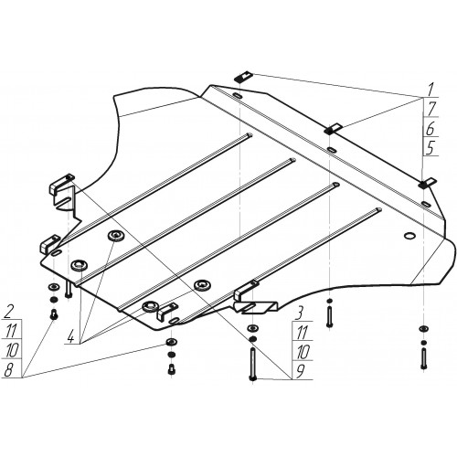 Защита Картера двигателя, КПП MOTODOR для Audi A8 2005-2009 (D3), Сталь 2 мм - Арт. 134