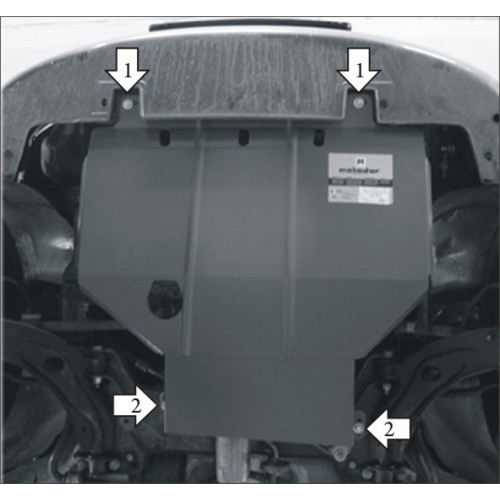 Защита Картера двигателя, КПП MOTODOR для Fiat Albea 2005-2012, Сталь 2 мм - Арт. 611