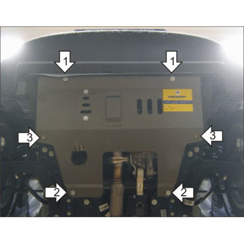Защита Картера двигателя, КПП MOTODOR для Fiat 500 2007-2016, Сталь 2 мм - Арт. 618