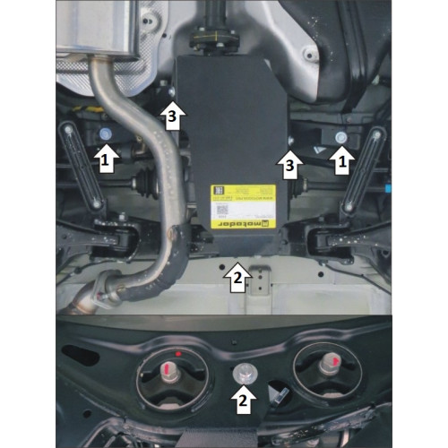 Защита Заднего дифференциала MOTODOR для KIA Sorento 2012-2020, Сталь 2 мм - Арт. 1035