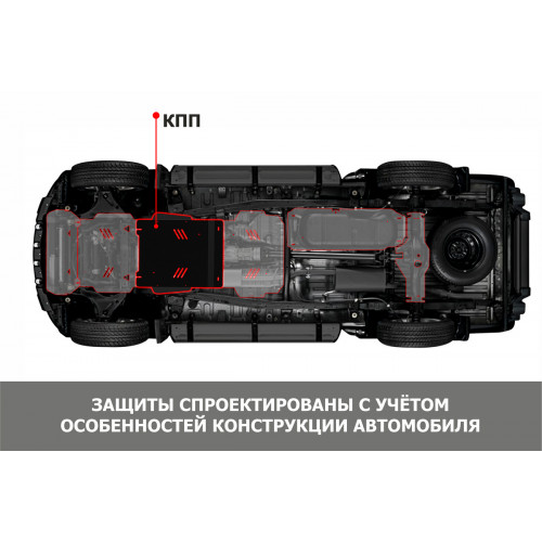 Защита КПП АвтоБроня для ТагАЗ Road Partner 2008-2014, Сталь 45778 мм - Арт. 111.06102.1